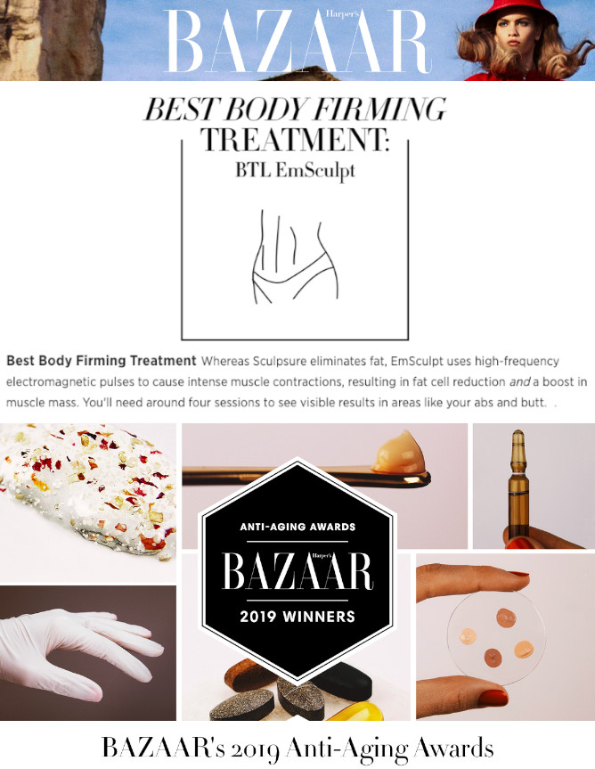 emsculpt as best anti aging treatment awarded by harper's bazaar